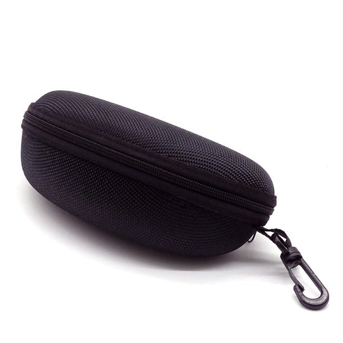 Large Capacity Hard EVA Sunglasses Case for Men, Shockproof Portable Zipper Eyewear Storage Box with Carabiner Hook, Fashion Black Sports Glasses Protector