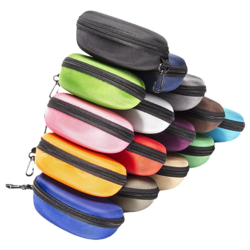 Large Capacity Hard EVA Sunglasses Case for Men, Shockproof Portable Zipper Eyewear Storage Box with Carabiner Hook, Fashion Black Sports Glasses Protector